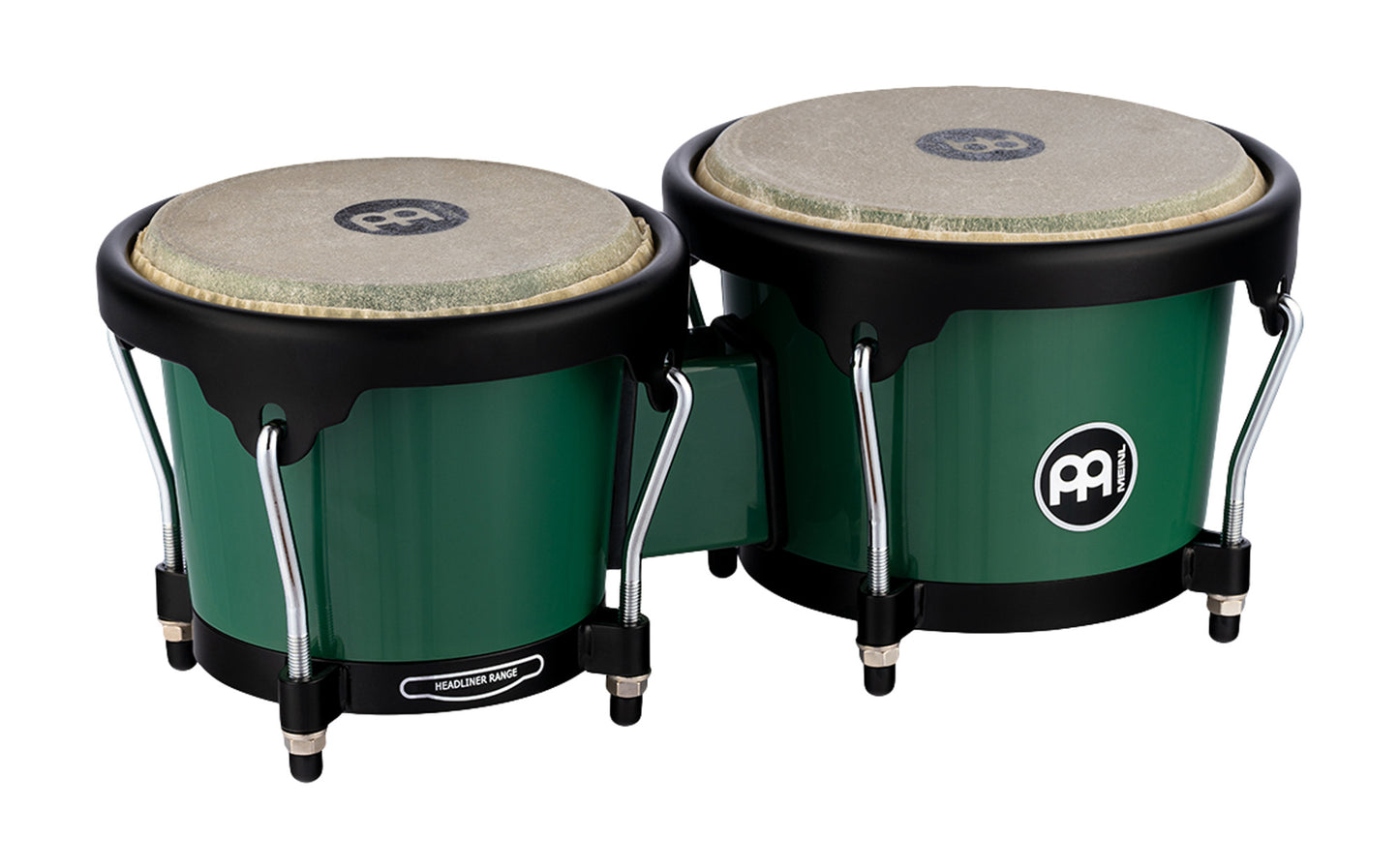 Bongos Journey 6" 1/2 & 7" 1/2, fûts ABS, peaux buffle sélectionnées, cercles arrondis, accastillage noir poudré, Forest Green