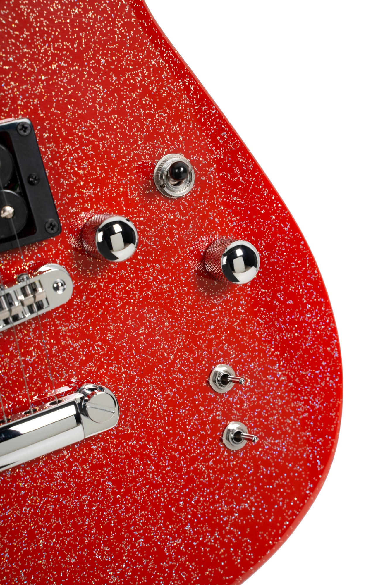 MBM-2H-SUS, signature Matt Bellamy, corps tilleul, manche érable, micros Manson & Sustainiac,"Kill" bouton, rouge pailleté