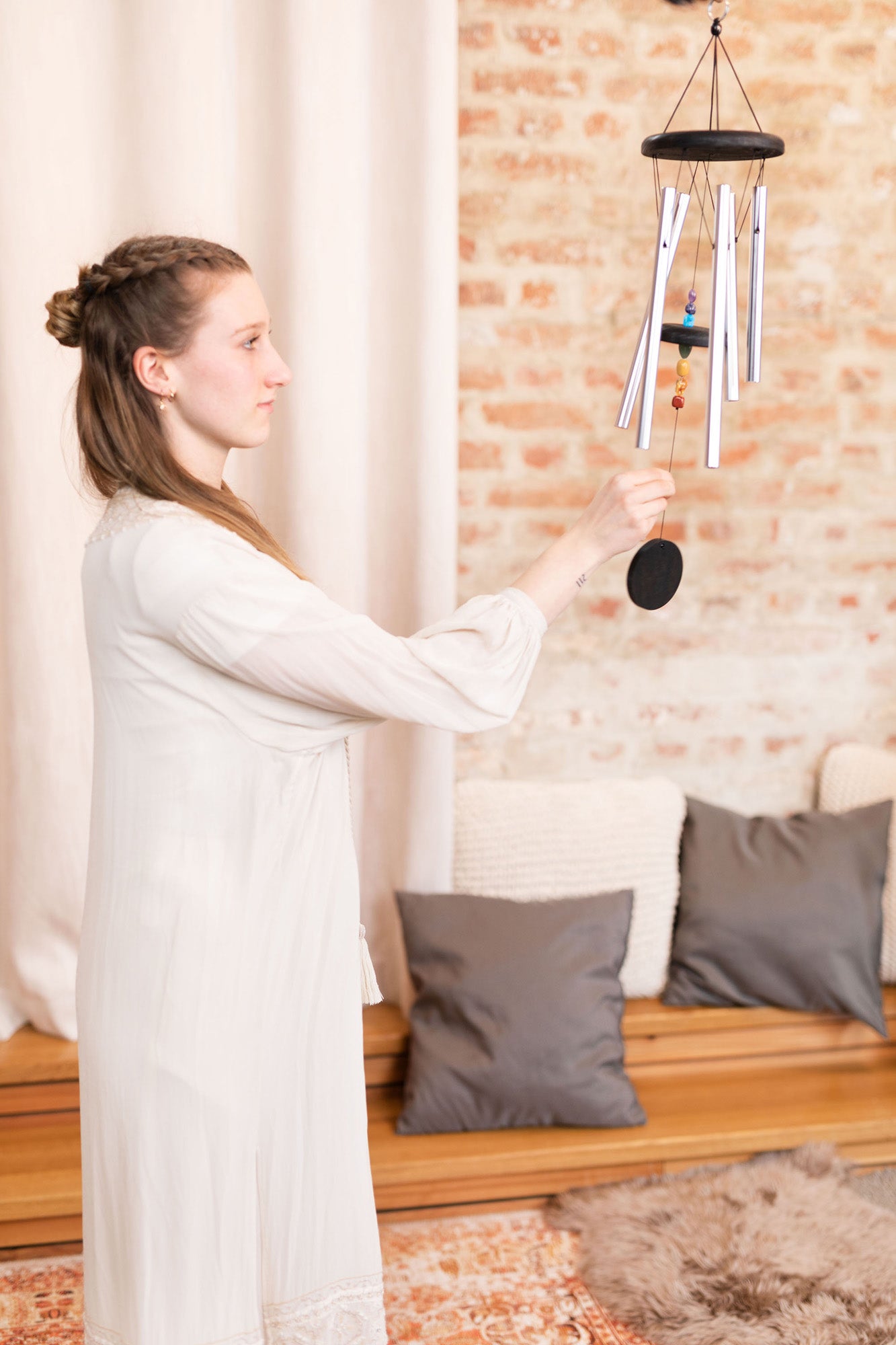 CHIMES SONIC ENERGY CHAKRA 25", ARGENT