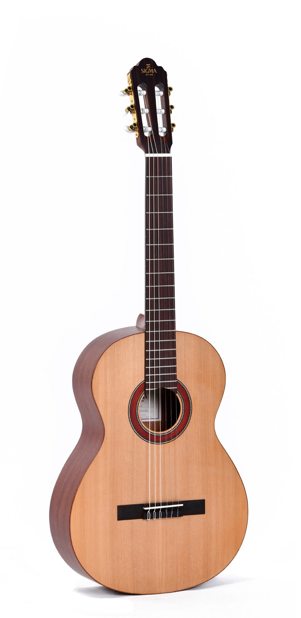 Modèle CM-2, classique 4/4, table cèdre massif, f/e acajou, touche palissandre indien, naturel