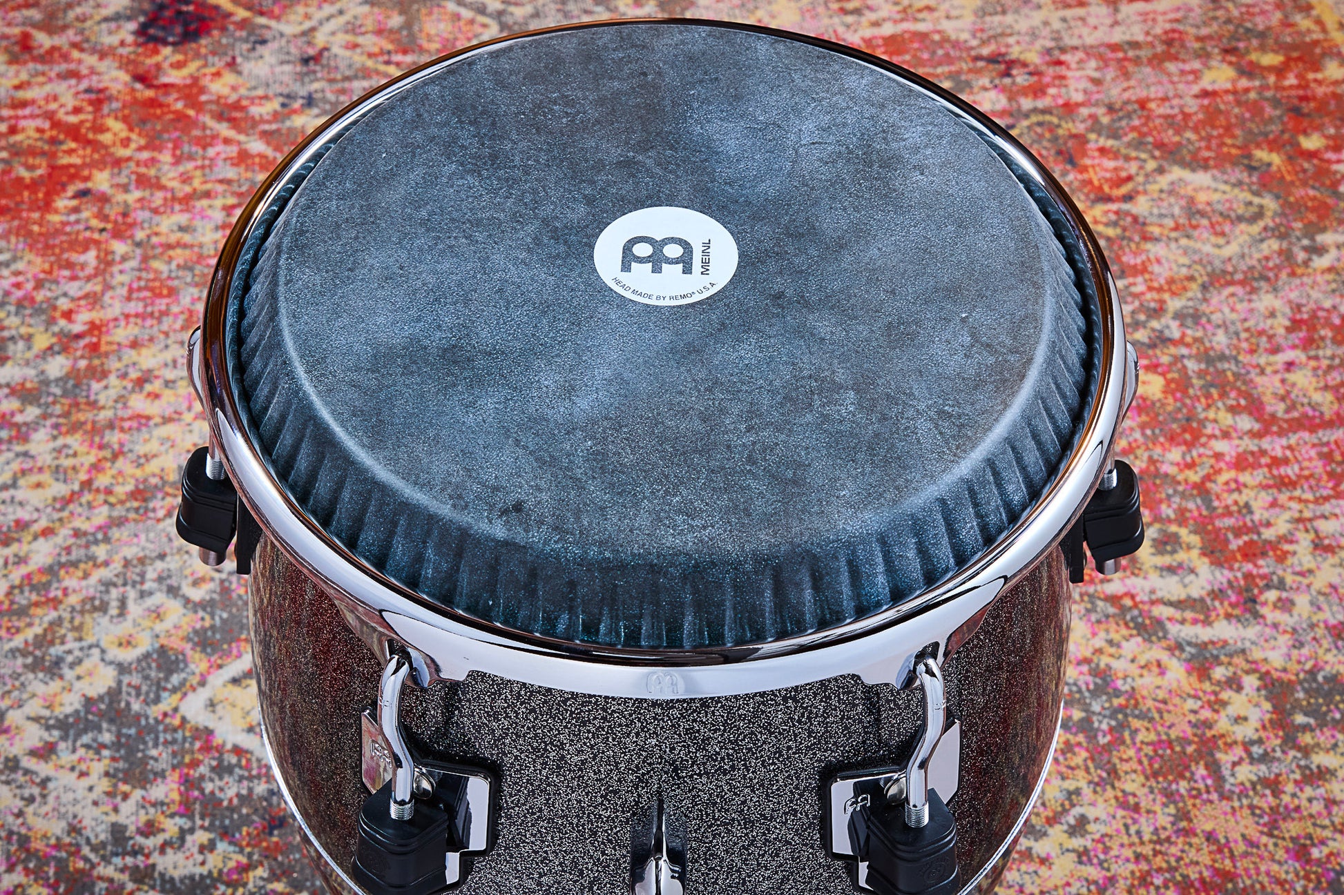 Tumba Diego Galé 12"1/2, fût fibre de verre 'premium', hauteur 71.12cm, peau cuir de veau noir, cercles SSR 4mm