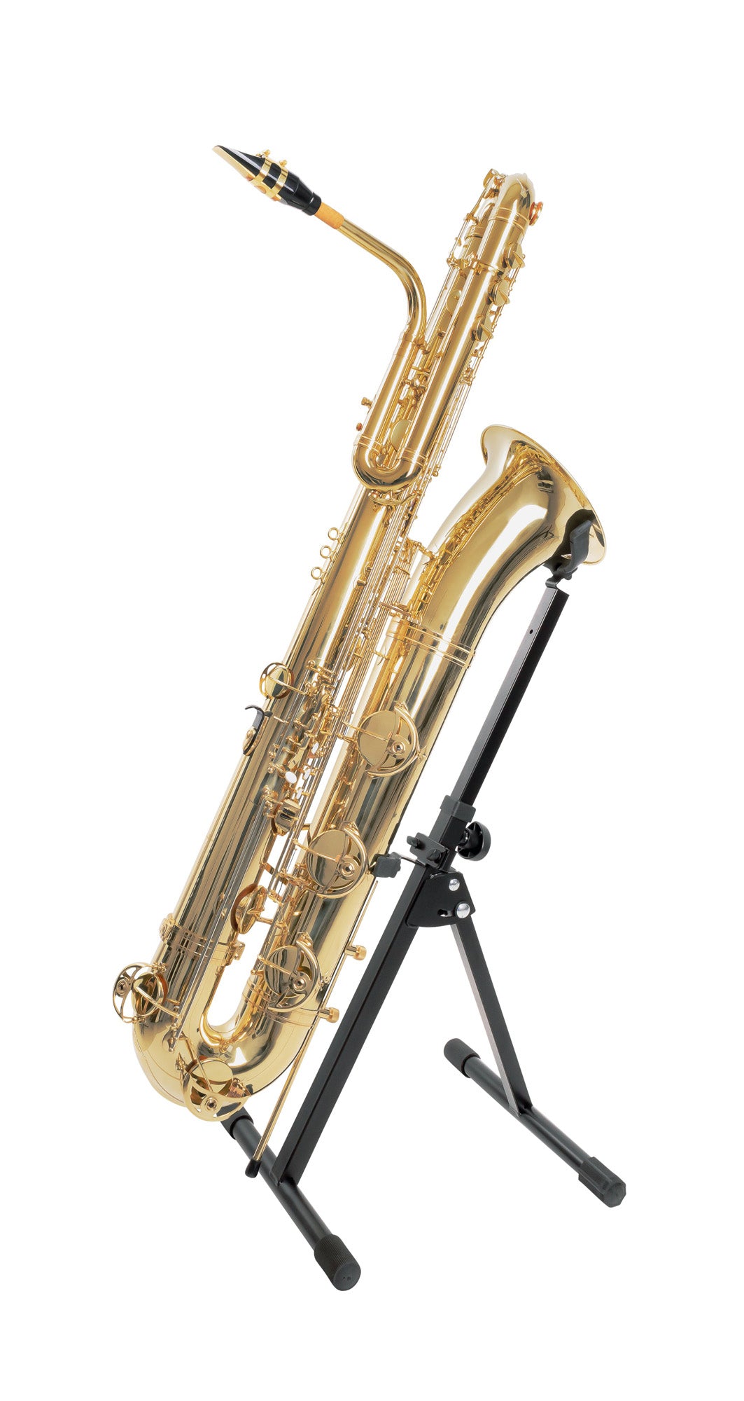 Support de saxophone basse K&M 14960, sur pied.