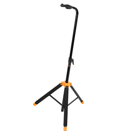 Support pour guitares, solide et léger, repliable, étriers avec revêtement néoprène, noir et orange