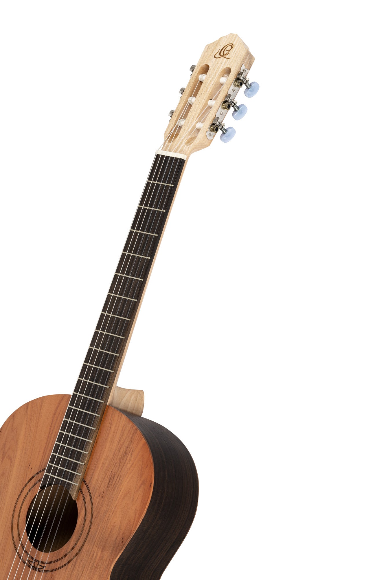 R16PC, table cèdre portugais massif, fond & éclisses eucalyptus vieilli, manche hêtre (slim 48mm), housse, naturel satiné