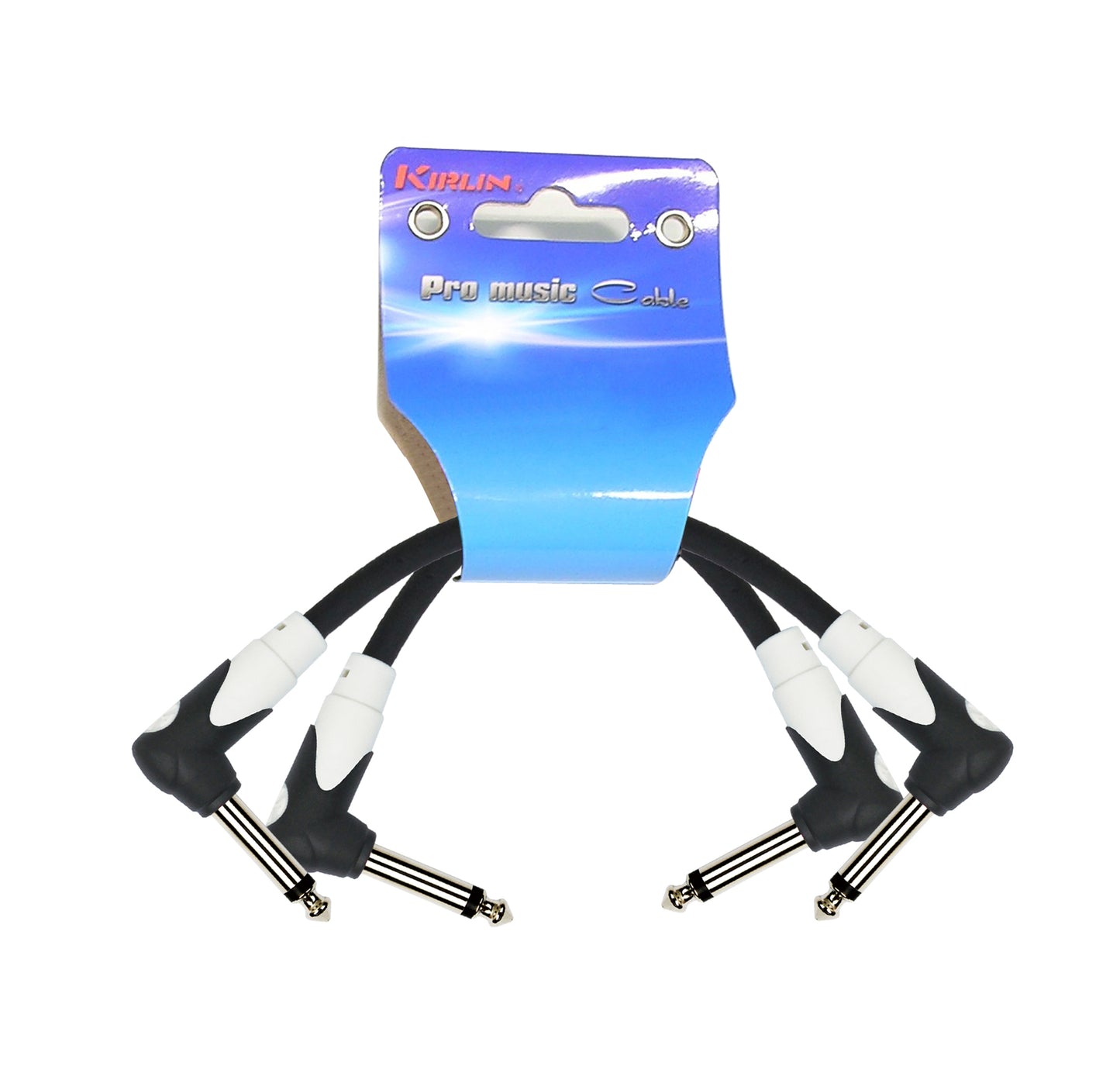 Pack de 2 câbles patch LIGHT GEAR Jack mono coudé/Jack mono coudé, 0.15 mètres, noir