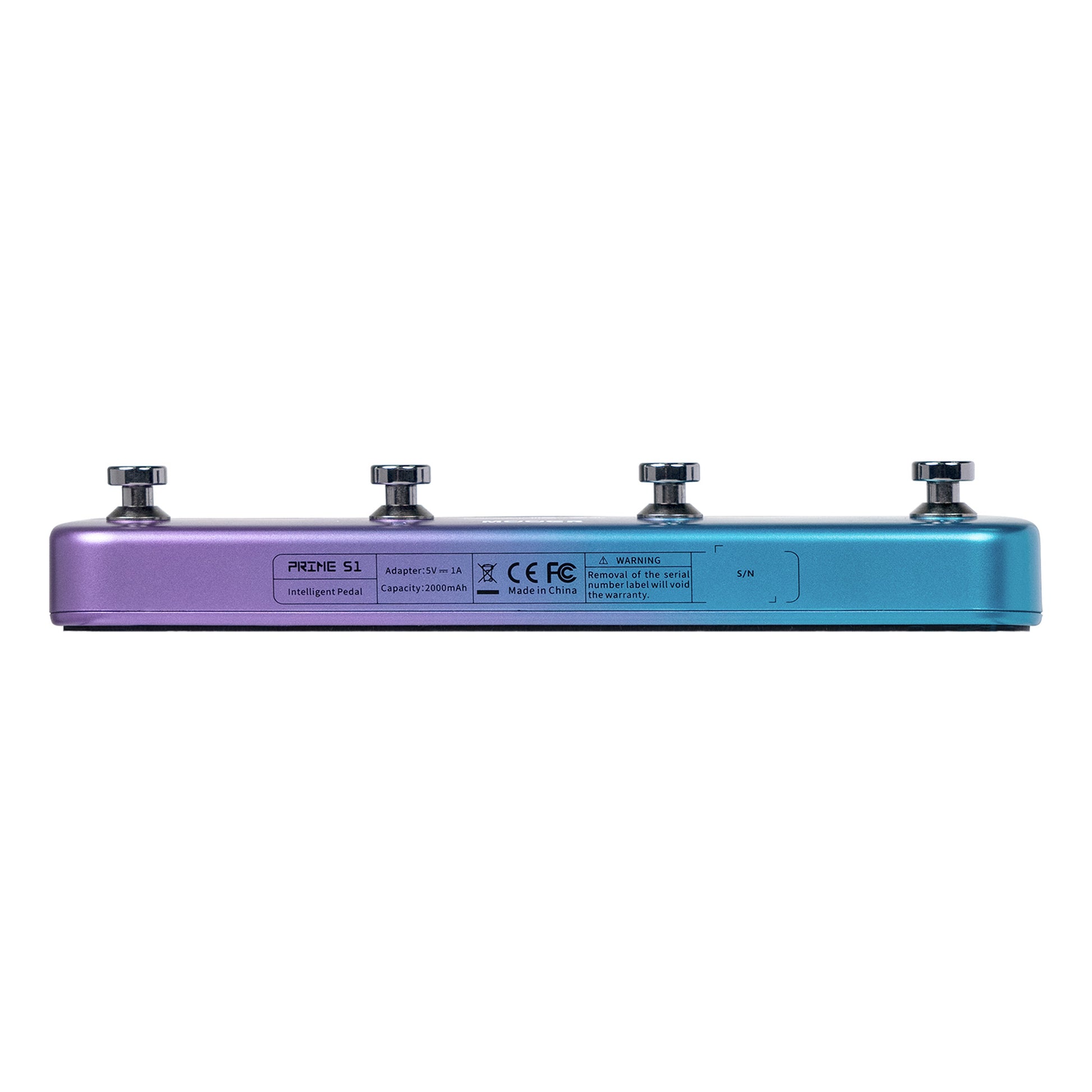 Multi-effets PRIME S1, 126 effets de guitare, accordeur, métronome, boite à rythmes, looper, bluetooth, bleu violet pailleté