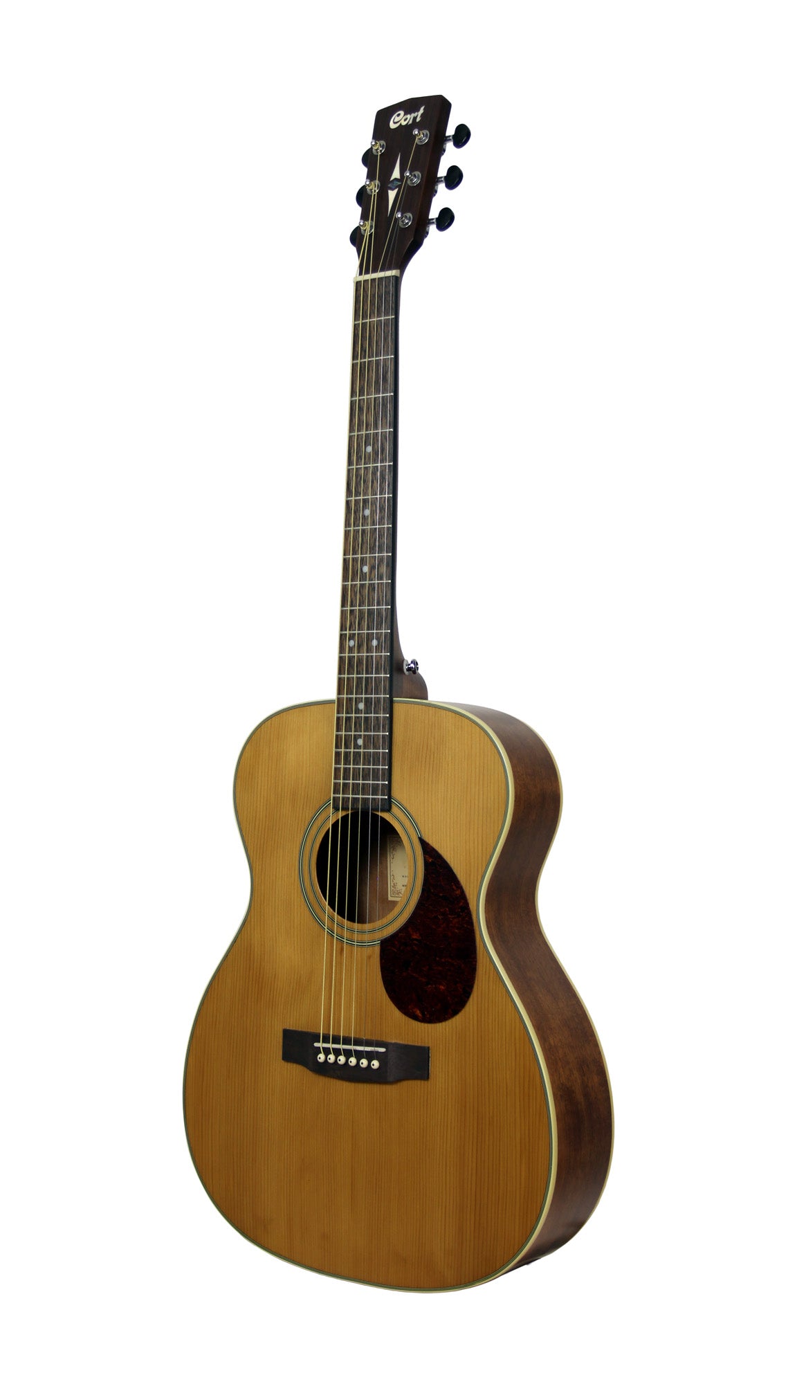 L100-O-CED, forme Orchestra Model, table cèdre massif, fond & éclisses acajou, touche palissandre, sillet 45 mm, naturel satiné