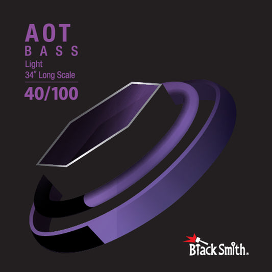 Jeu de cordes pour basse électrique 4 cordes (40-65-80-100), diapason 34", nickel filé rond, revêtement Nano Carbon AOT