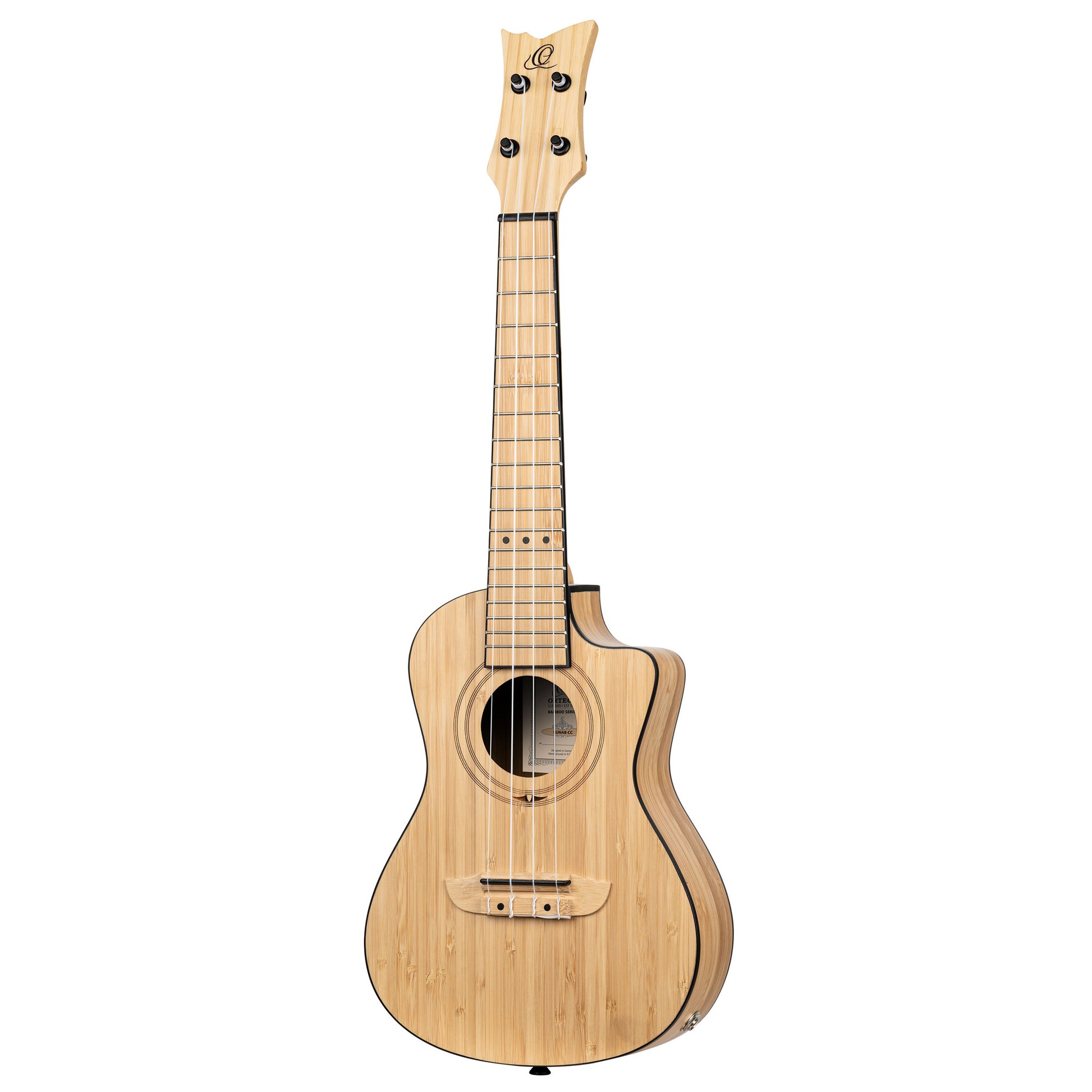 RUNAB-CC, modèle Concert, pan coupé, EQ MagusUke, table bambou massif, f/e bambou massif, manche bambou, housse, naturel satiné