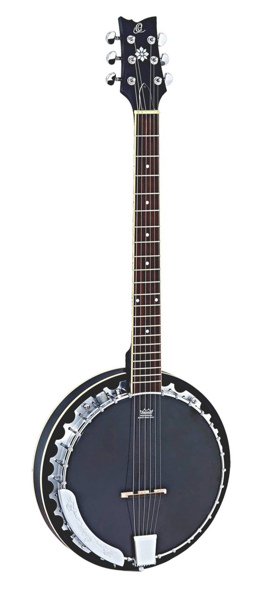 OBJE3506-SBK, banjo 6 cordes, EQ, 30 tirants, cercle aluminium, manche acajou, résonateur acajou, housse luxe, noir satiné