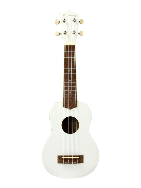 Ukulélé Soprano, table agathis, fond & éclisses agathis, manche okoume, touche noyer, avec housse, blanc