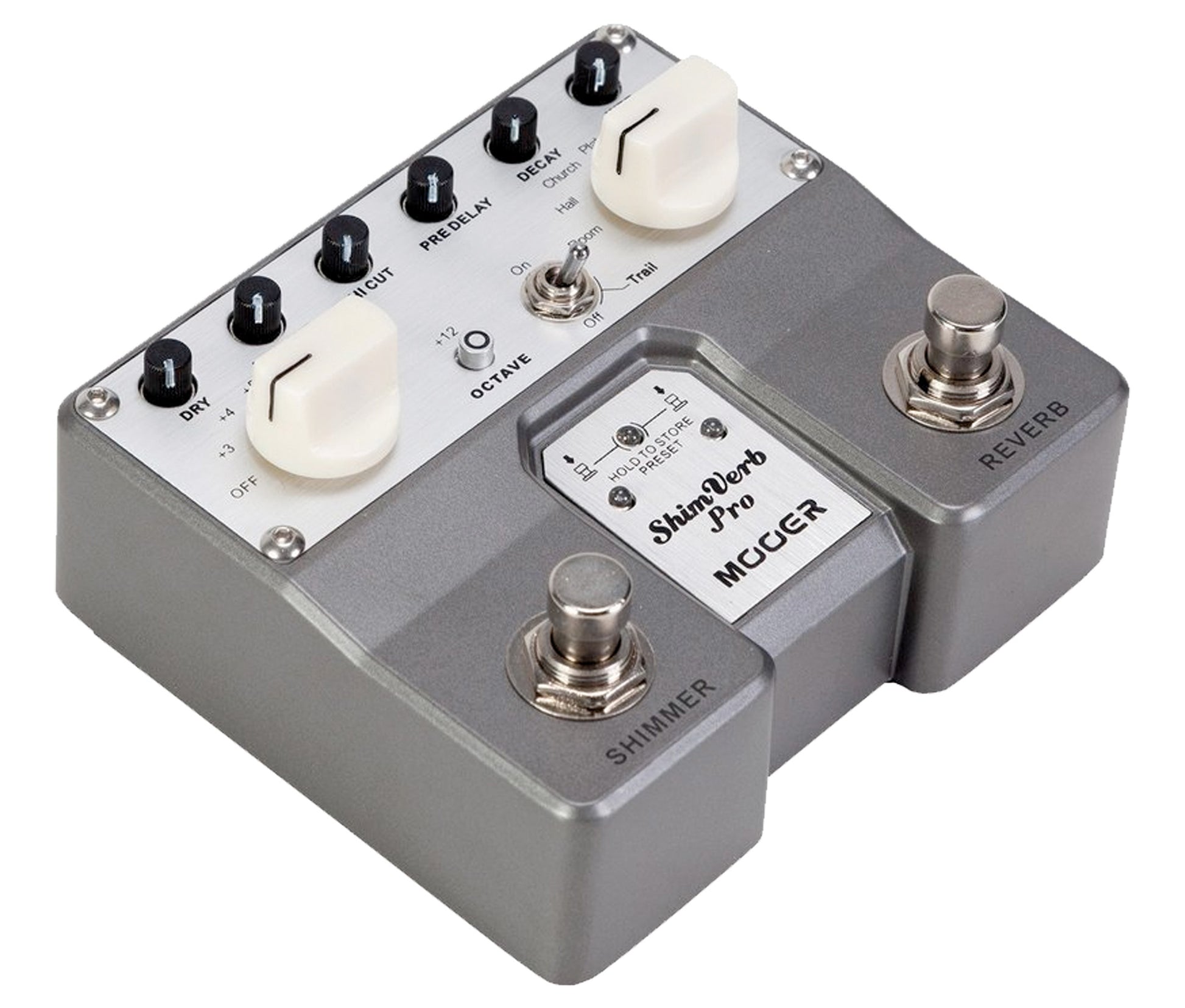Pédale SHIMVERB PRO, série Twin, réverb numérique stéréo 5 modes plus octave, boîtier métal, true bypass, gris