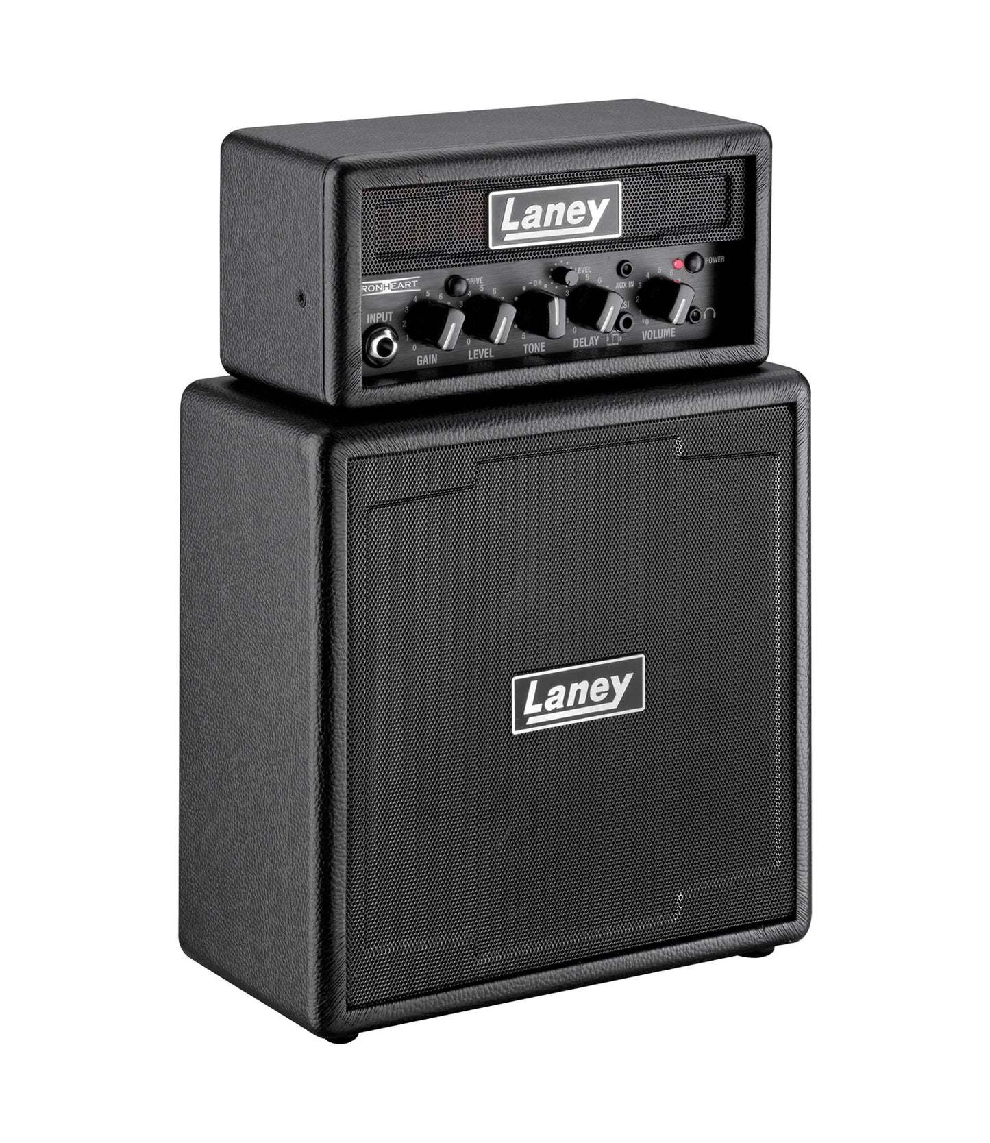 Ampli guitare MINISTACK-IRON stéréo 2x 3W, look Ironheart, 4 x HP 3", 2 canaux, connectique LSI, noir