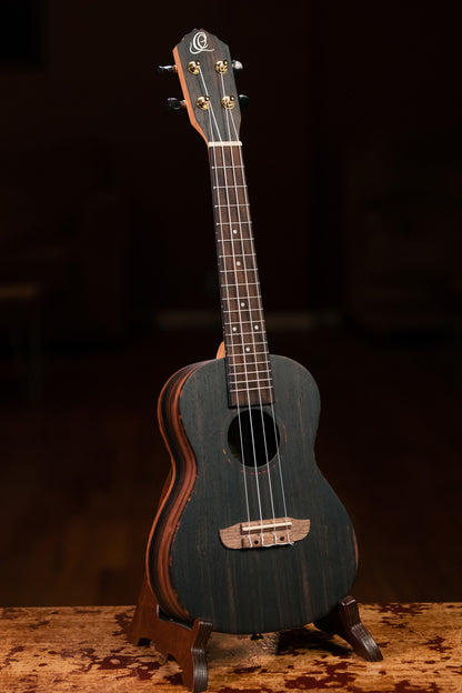 RUEB-CC, modèle Concert, table ébène, fond & éclisses ébène, touche & chevalet noyer, housse deluxe, satiné pores ouverts