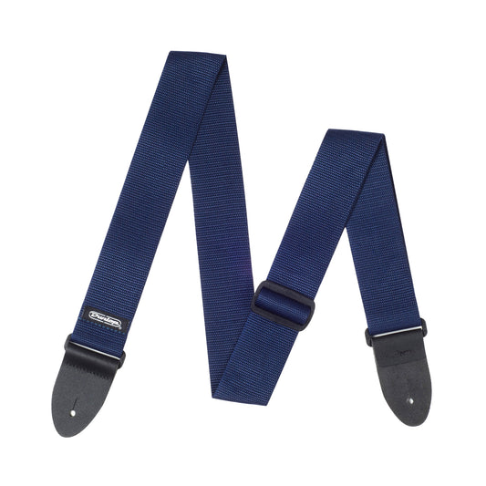 Courroie nylon modèle POLY BLACK, extrémités cuir, largeur 5 cm, bleu marine