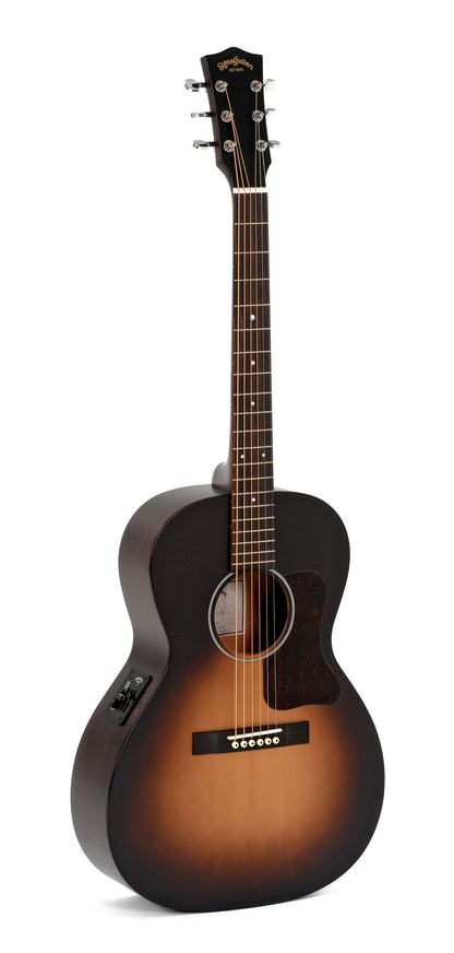 Modèle LM-SGE, Forme 00, table épicéa massif, f/e acajou, touche micarta, EQ Sigma, sunburst satiné