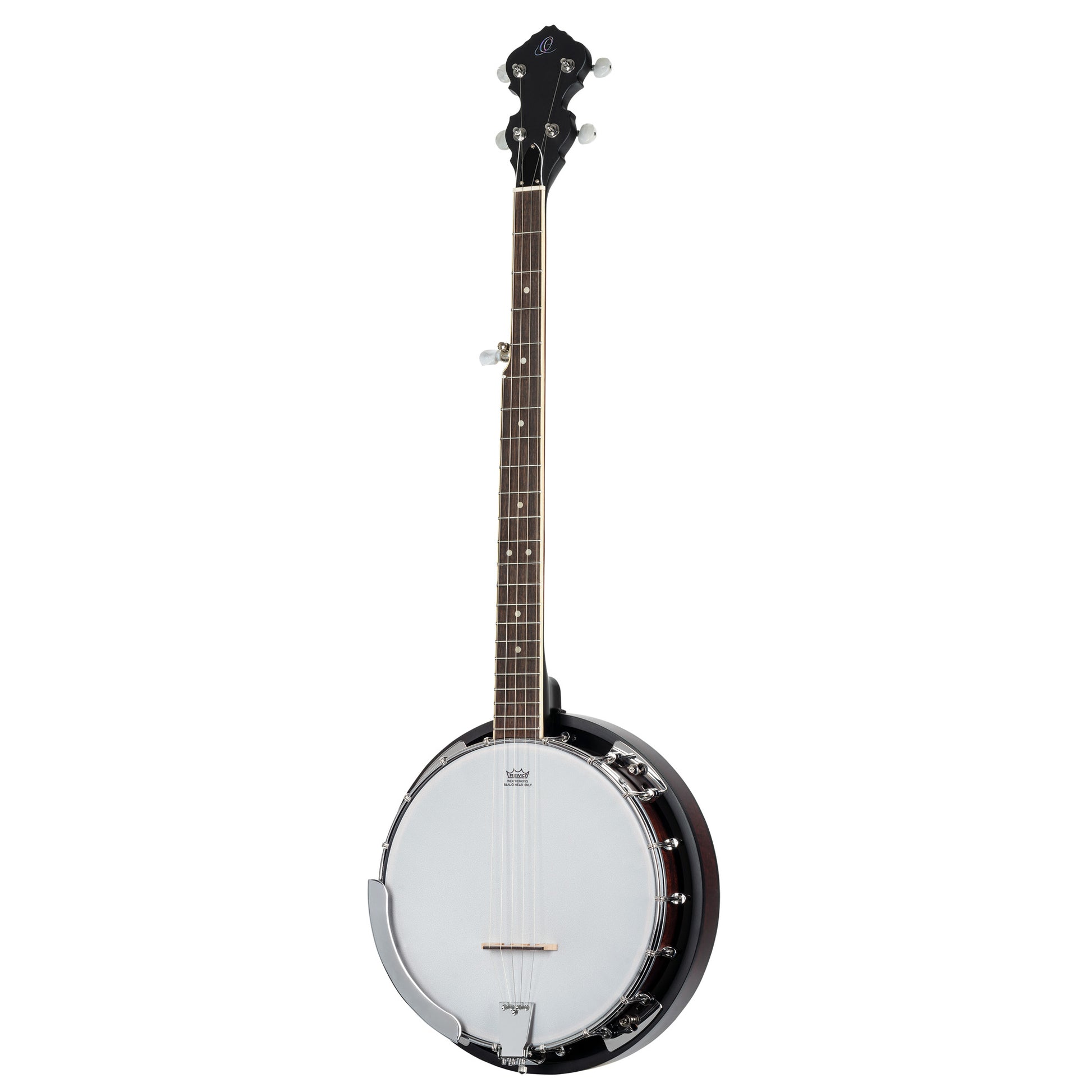 OBJ150, banjo 5 cordes, 18 tirants, fond & éclisses acajou, manche acajou, touche palissandre, whiskey burst satiné