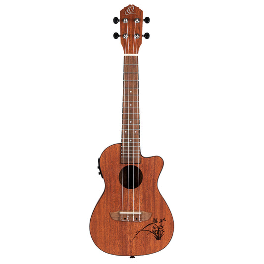 RU5MM-CE, modèle Concert pan coupé, EQ MagusUke, table sapele avec motif, f/e sapele, manche acajou, naturel satiné