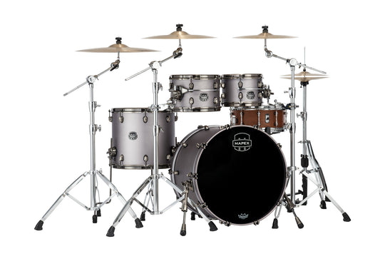 Batterie Mapex Saturn EVOLUTION STAGE 22, 4 fûts en érable et noyer, sans accessoires, Gun Metal Grey