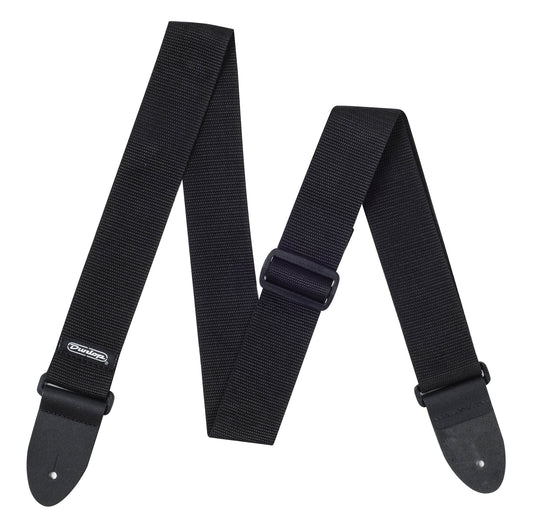 Courroie nylon modèle POLY BLACK, extrémités cuir, largeur 5 cm, noir
