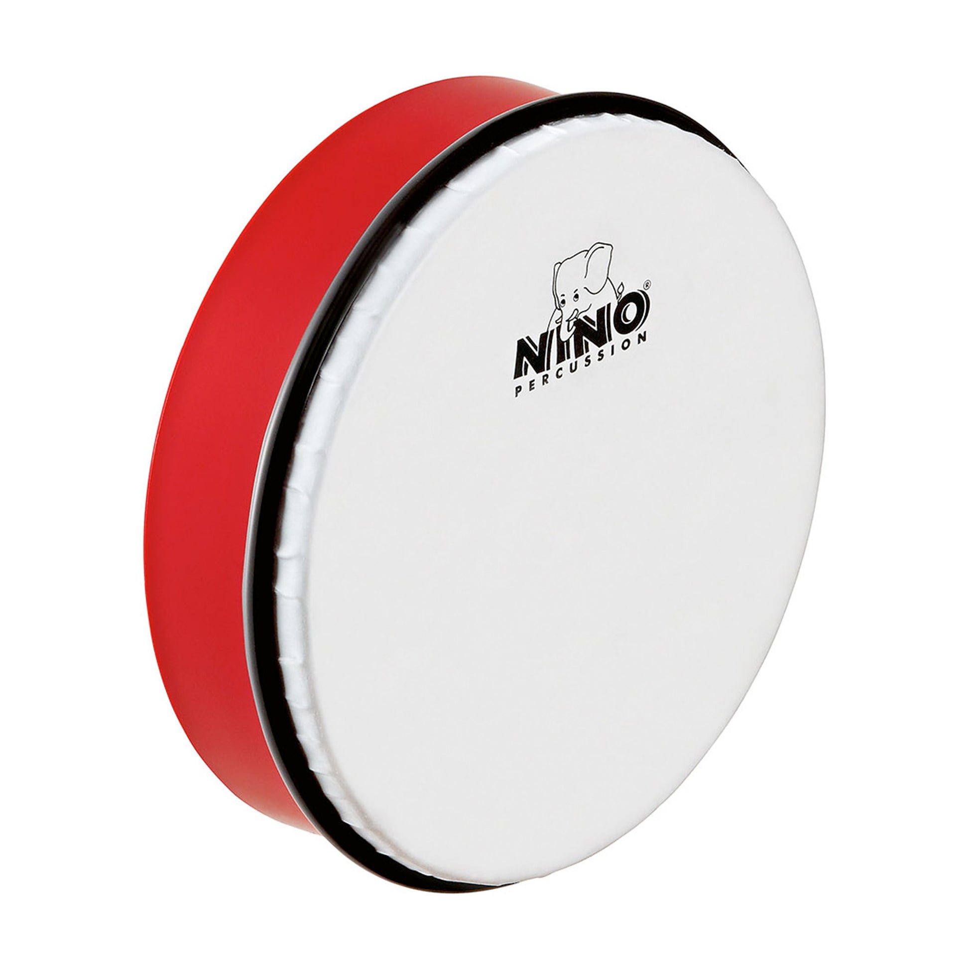 Tambourin 8", cadre en plastique ABS, peau synthétique, avec batte en bois, rouge