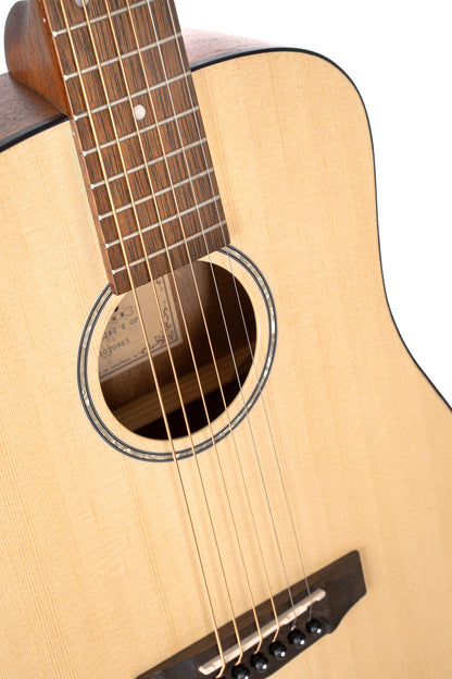 AD mini, dreadnought 3/4 (diapason 579 mm), table épicéa, fond & éclisses acajou, naturel pores ouverts, avec housse