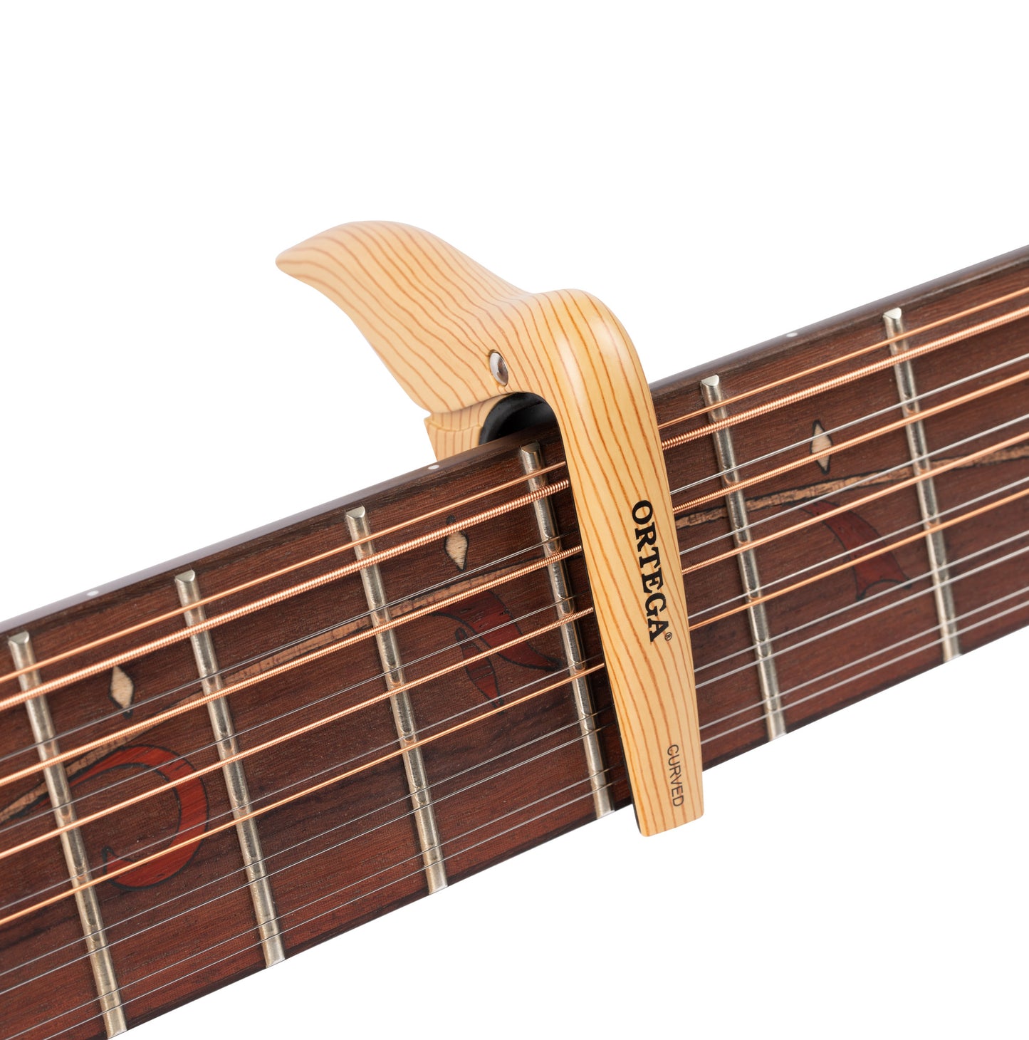 Capodastre pour guitare et basse touche bombée jusqu'à 52 mm de largeur, décor érable