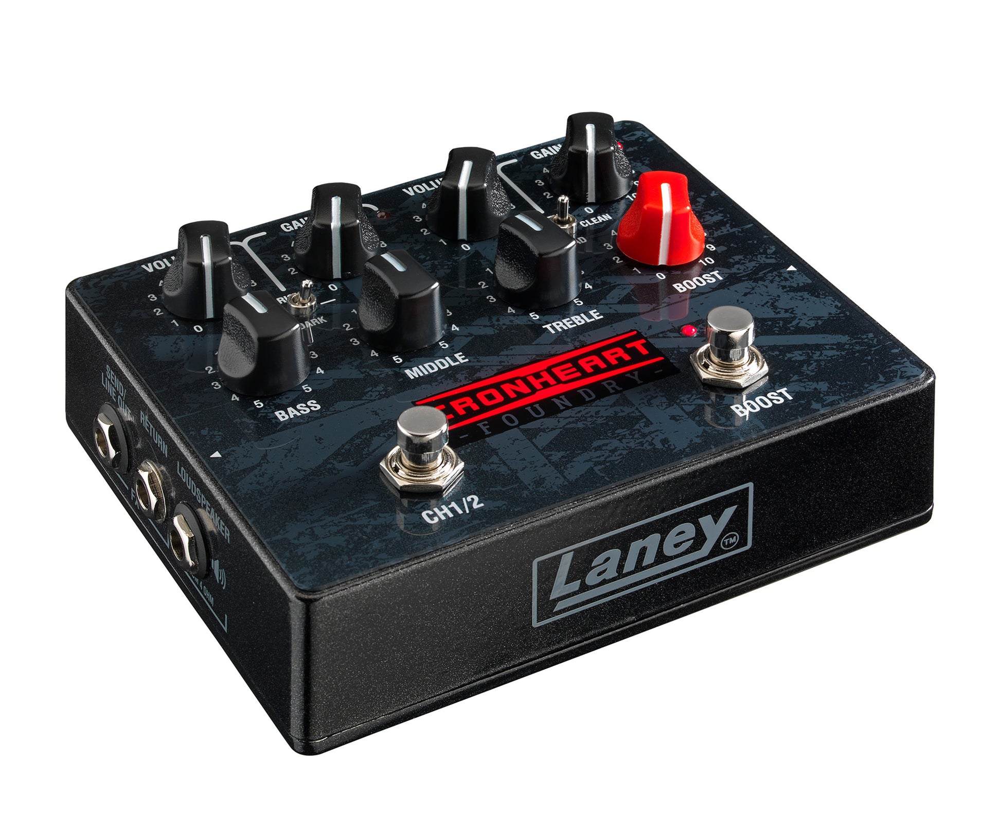 Ampli IRF-LOUDPEDAL 60W, 2 canaux, égalisation passive 3 bandes, switch Boost, sortie DI, avec alimentation 24V, noir