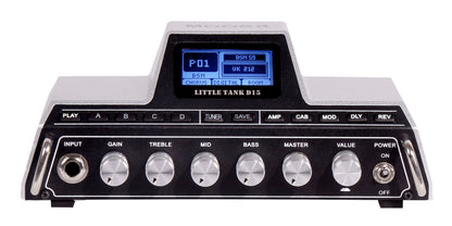 Tête amplifiée LITTLE TANK D15, 15W Class D, 25 simulations d'amplis haute-qualité, 20 simulations de haut-parleurs, gris