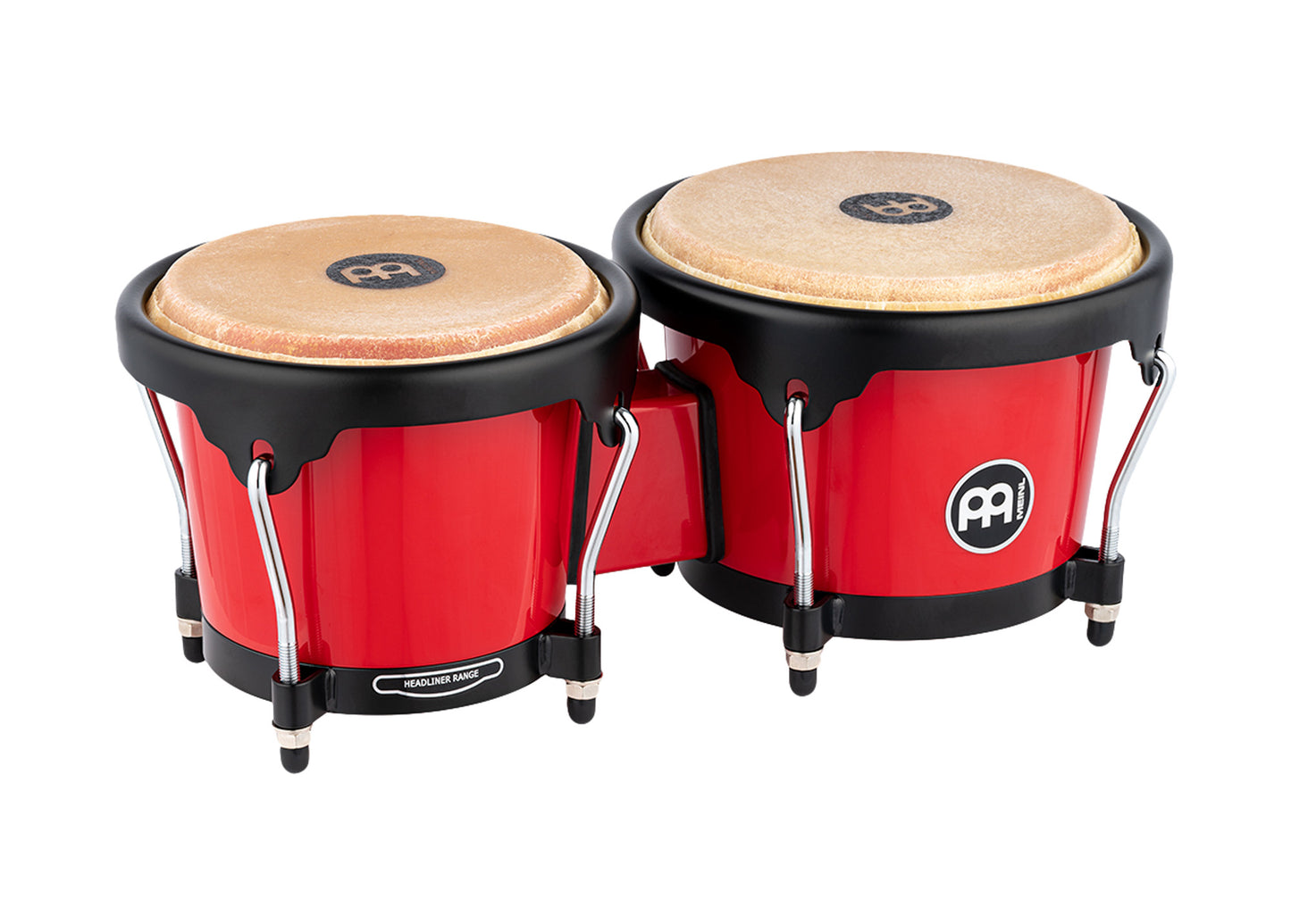 Paire bongos Journey 6" 1/2 & 7" 1/2, fûts ABS, peaux buffle sélectionnées, cercles arrondis, accastillage noir poudré, Rouge