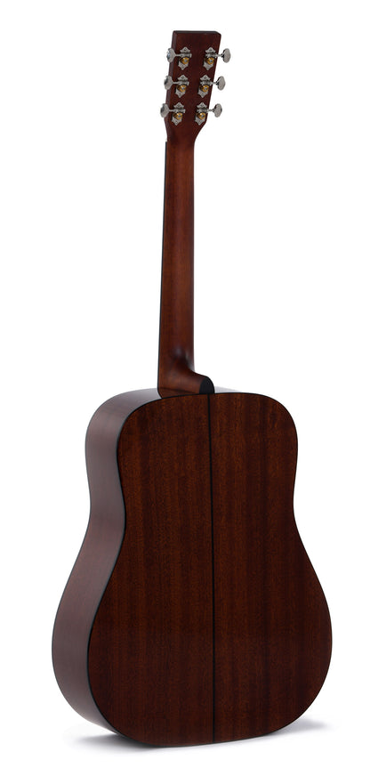 Modèle DM-18, Dreadnought, table épicéa massif, f/e acajou, touche micarta, naturel brillant