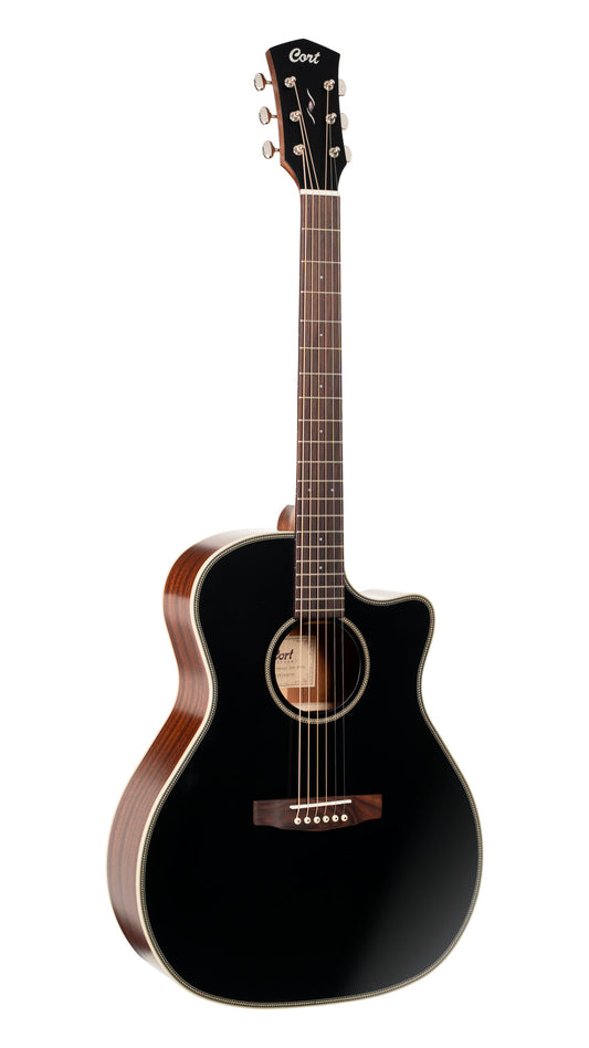 Essence GA4, table épicéa Sitka massif torréfié, f/e acajou, touche palissandre, Fishman Presys VT, semi brillant, table noire