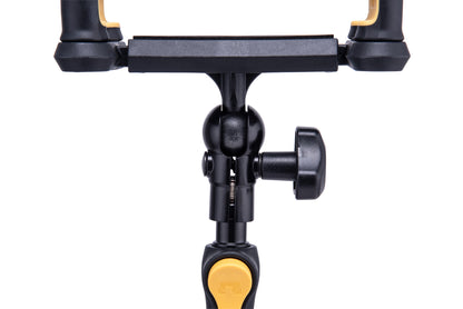 Support de table pour tablette et smartphone 6,1" à 13", hauteur 31,5 à 39,5 cm, rotation 360°, noir et jaune