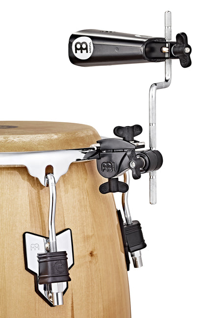 ATTACHE MEINL  SUR CERCLE + TIGE EN Z, ACIER MOULE, NOIR POUDRE, 360° DE ROTATION 3/8