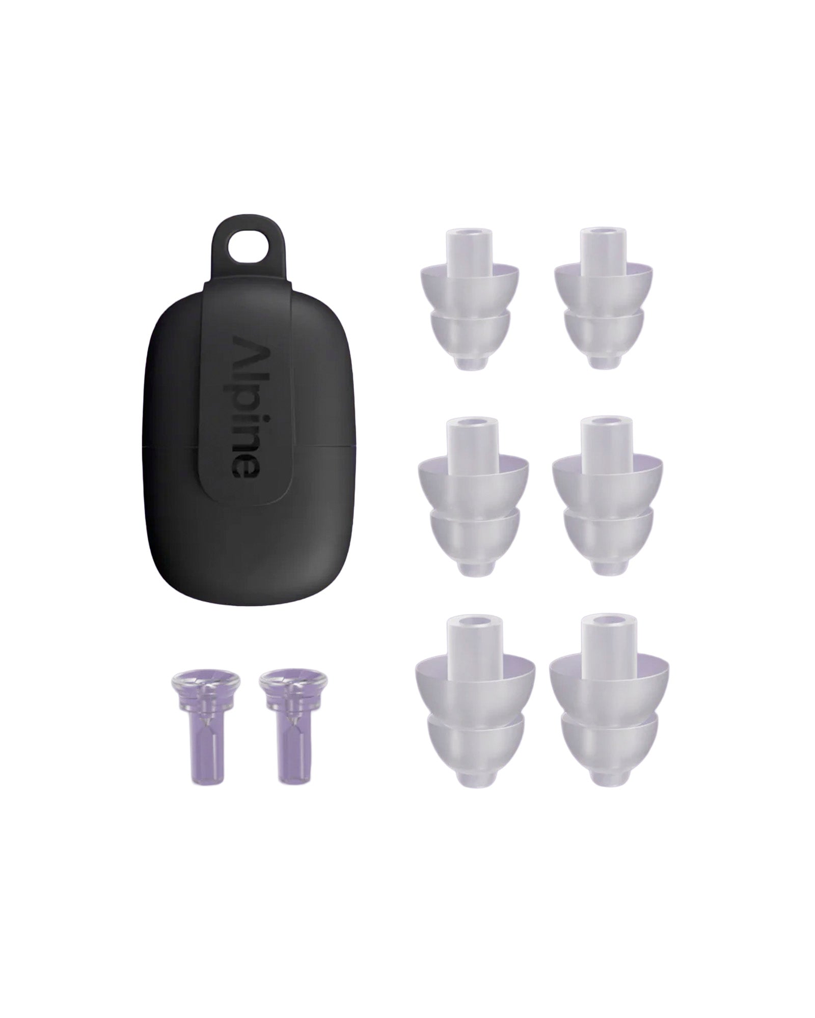 PartyPlug, deux bouchons d'oreilles universels thermoplastiques, atténuation 19 dB, 3 embouts, étui, transparent