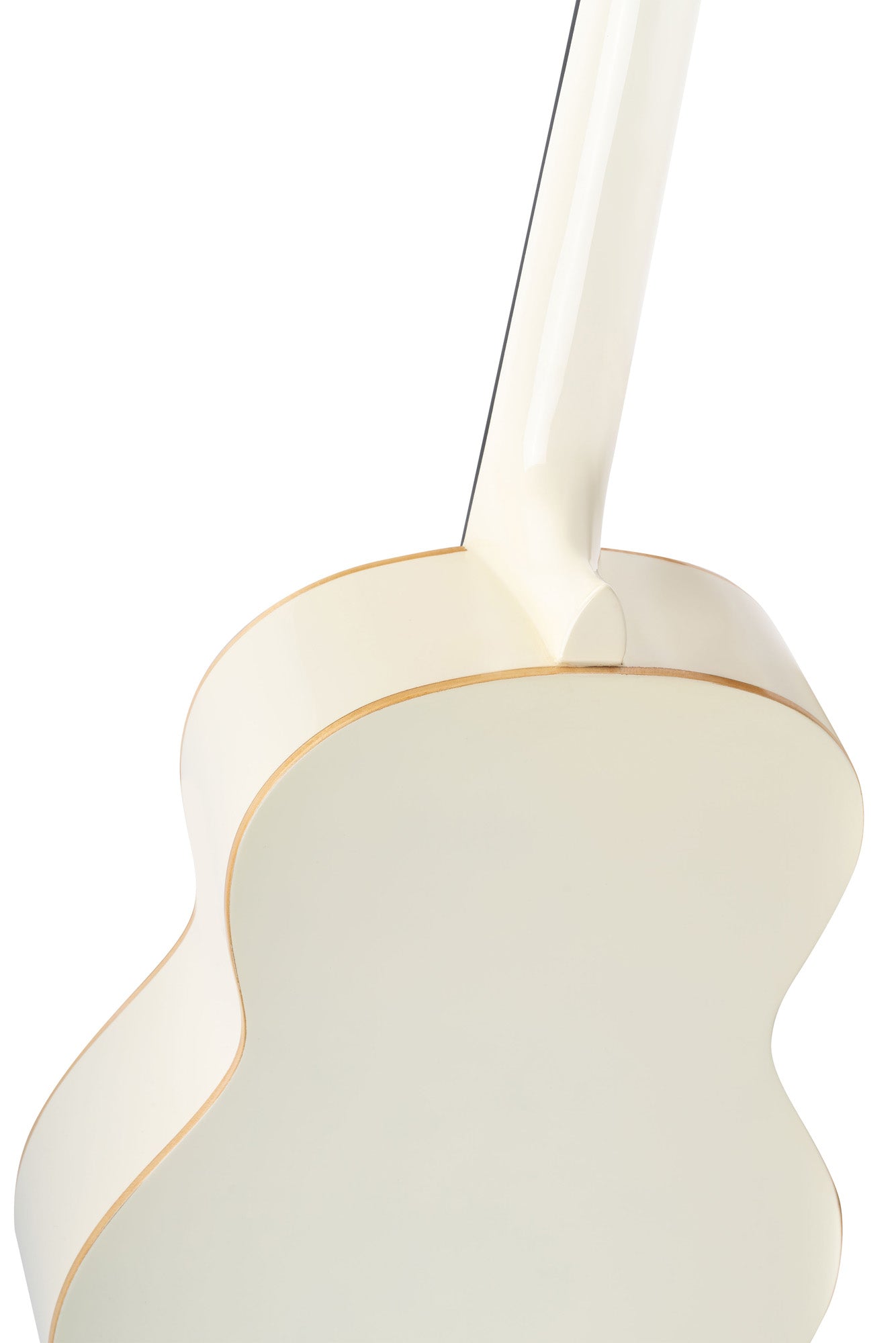 R121SNWH, modèle Slim Neck, table épicéa, fond & éclisses acajou, manche acajou (sillet 48 mm), housse, blanc brillant