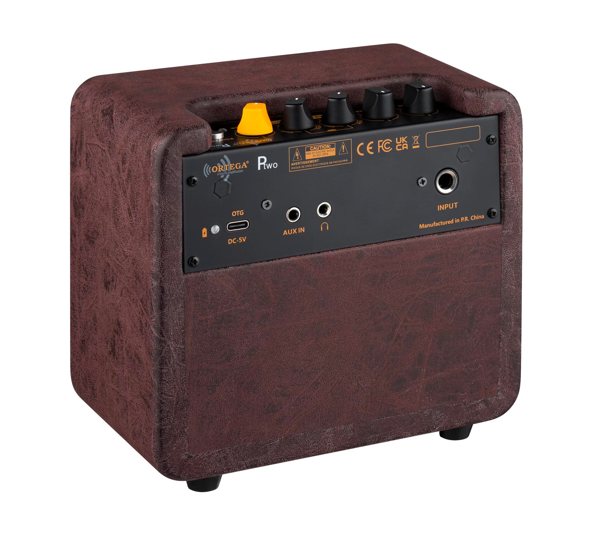 PTWO, ampli combo guitare acoustique 12W,Streaming Bluetooth, sortie casque,delay, reverb & chorus intégrés, simili cuir premium