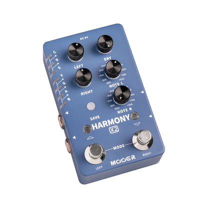 Pédale HARMONY X2, 12 hauteurs différentes, 11 modes harmoniques, boîtier métal, bleu