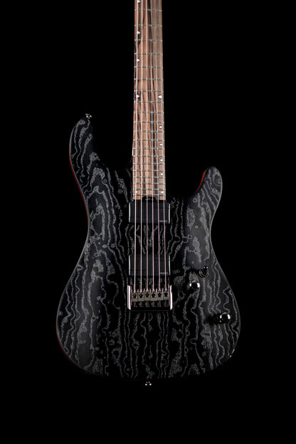 KX500 ETCHED, 6 cordes, corps acajou, table frêne sablée, touche ébène, 2 micros doubles Fishman Fluence, noir sablé