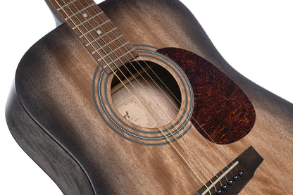 Earth 60 M, table acajou massif, fond & éclisses acajou, manche acajou, touche merbau, noir pores ouverts