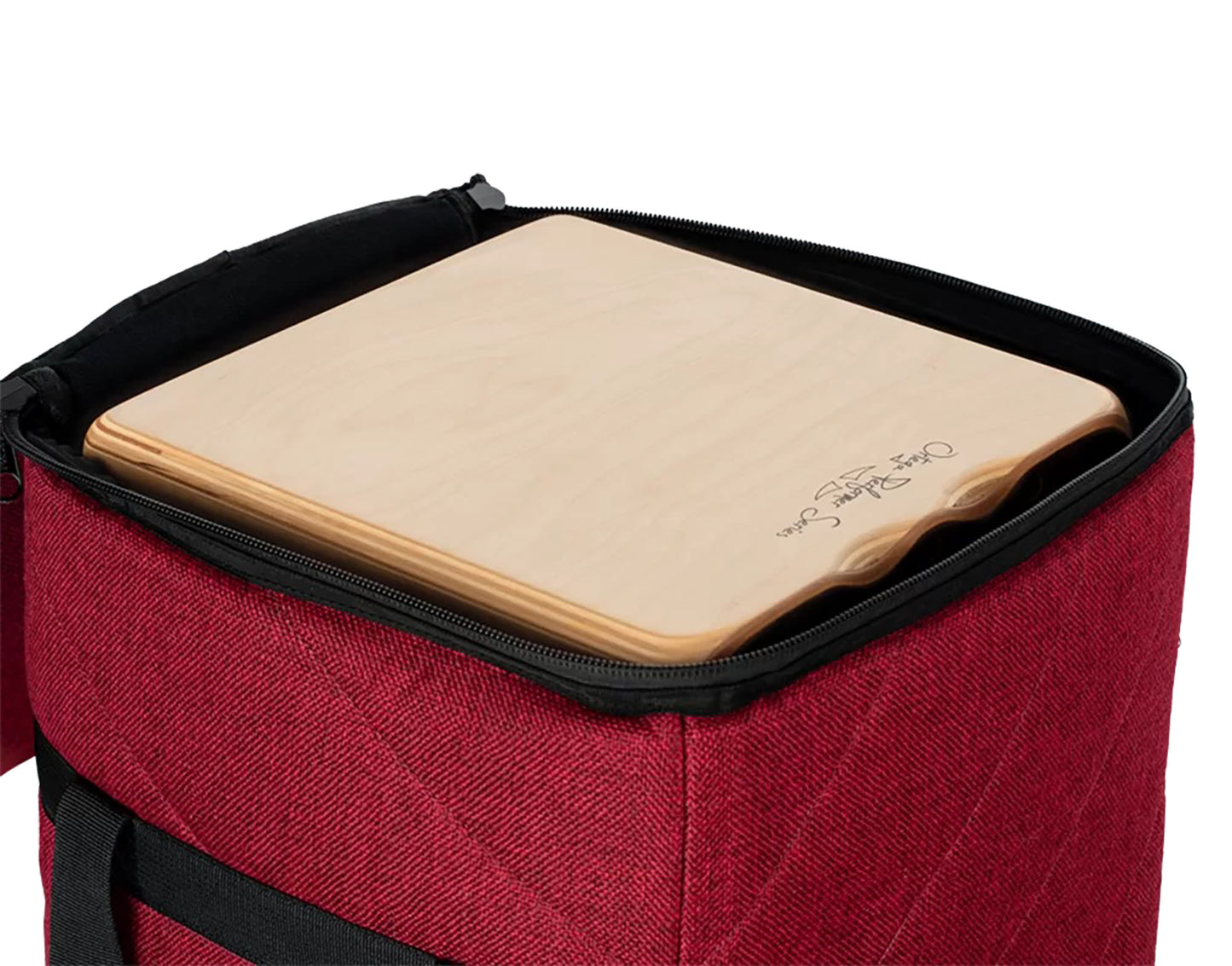 OGBCJ-BX, housse cajon Ortega Premium sac à dos, toile de coton rembourrée (10 mm) avec inserts en cuir suédé, Bordeaux