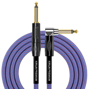 KIRLIN 3M GUITAR CABLE, JACK TO JACK, RIGHT ANGLE