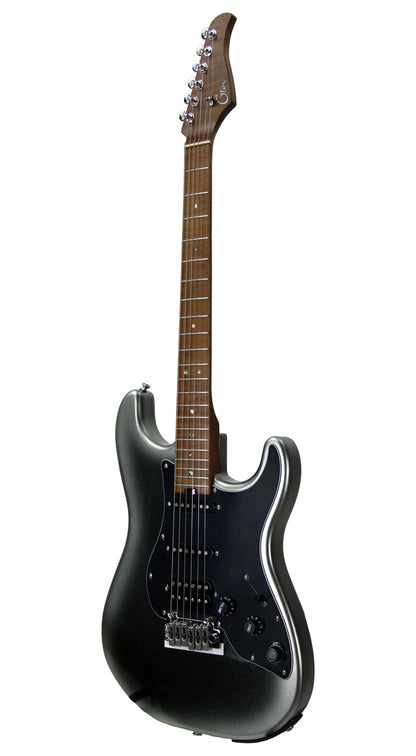 GTRS P801, corps aulne, manche érable flammé torréfié, touche érable, micros et processeur GTRS, dark silver