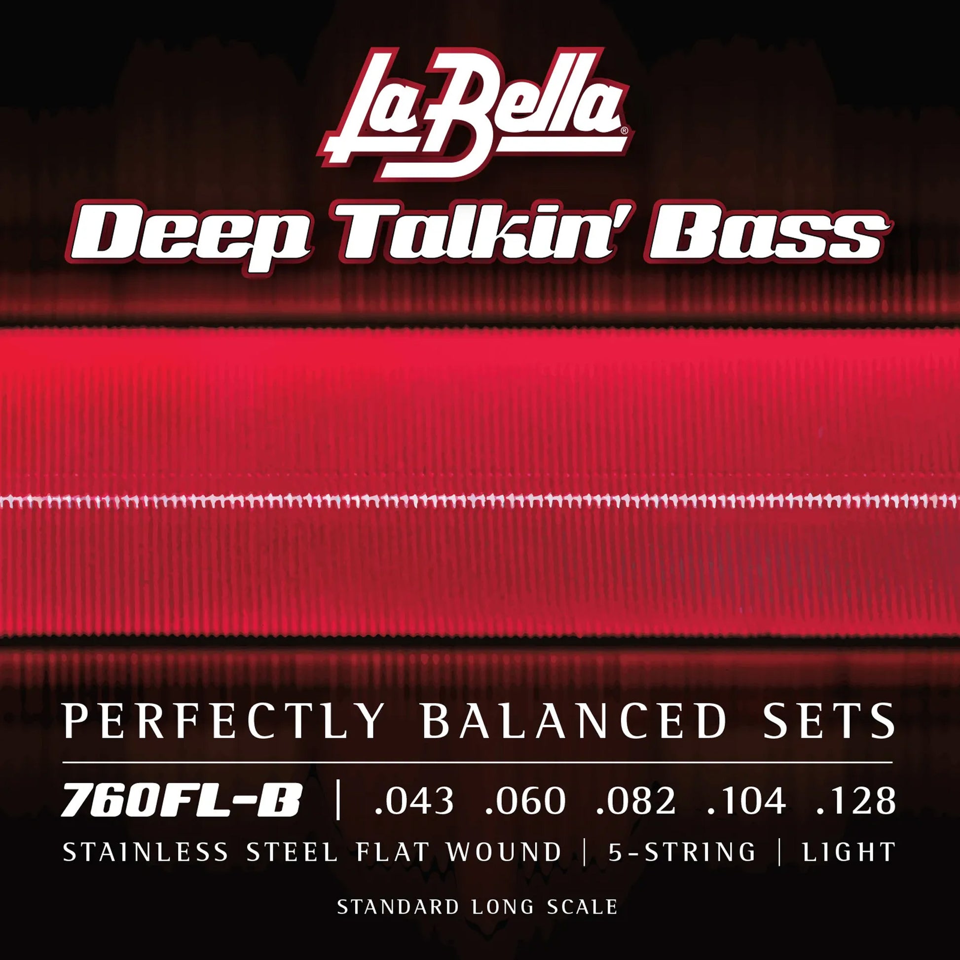 Jeu pour basse électrique DEEP TALKIN' BASS FLATS, acier inoxydable, filé plat, 5 cordes Light (43-60-82-104-128)