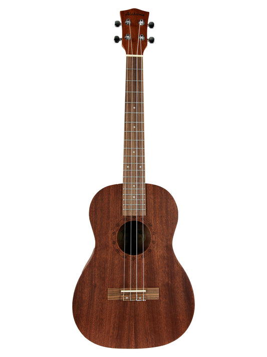 Ukulélé Baryton, table sapele, fond & éclisses sapele, rosace gravée, touche & chevalet noyer, avec housse, naturel