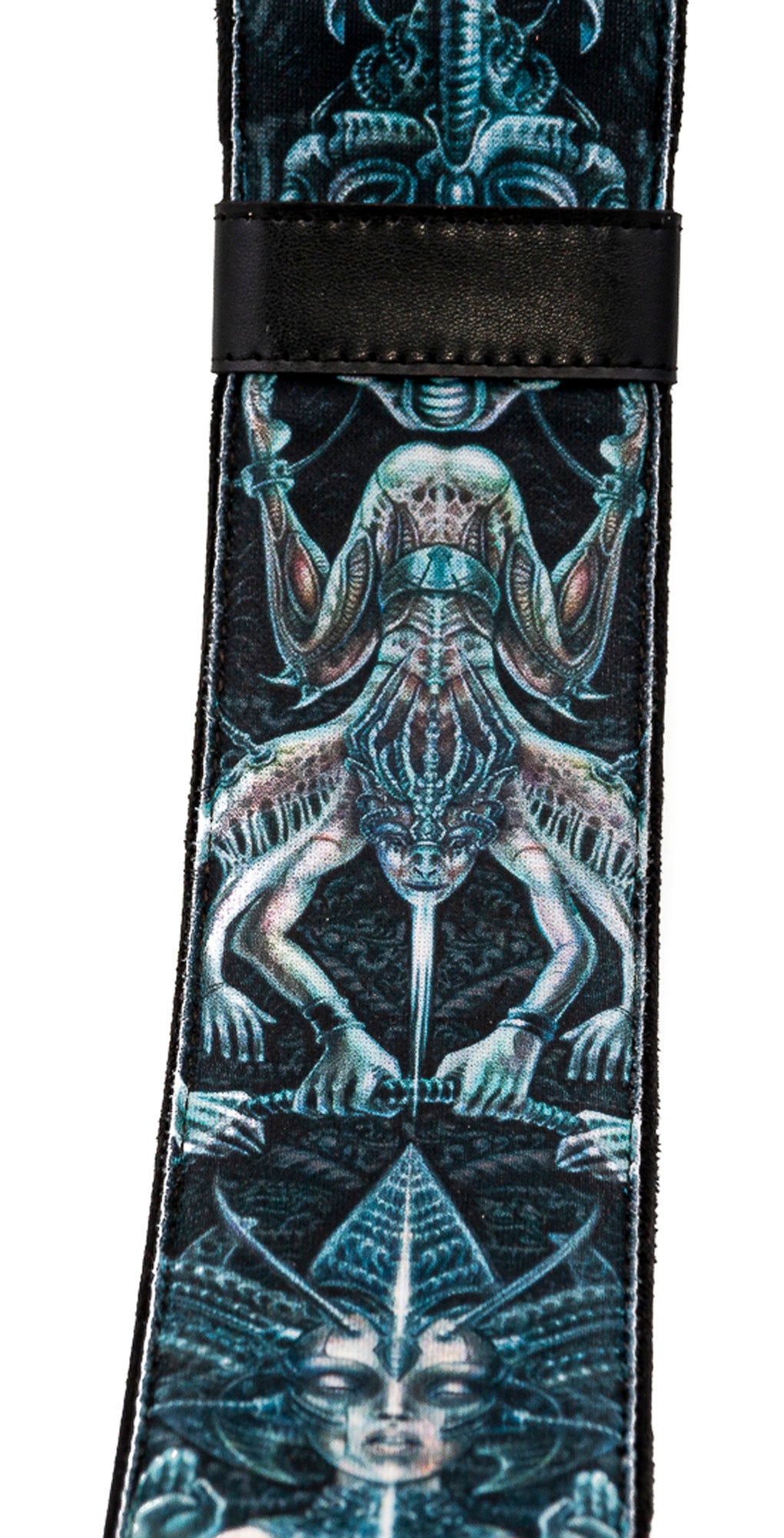 Courroie modèle SEVEN, extérieur tissu, largeur 6 cm, longueur 100 à 145 cm, porte-médiators intégré, unic (sept péchés)