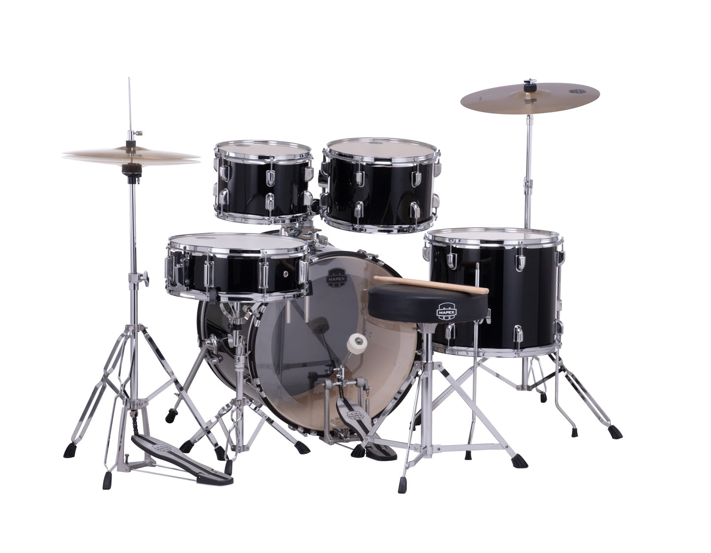 MAPEX COMET FUSION 20 5F NOIR COMPLETE AVEC HARDWARE, SIEGE ET CYMBALES