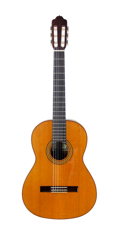 MOD.3, table cèdre massif, fond & éclisses acajou, touche palissandre, satiné, table brillante