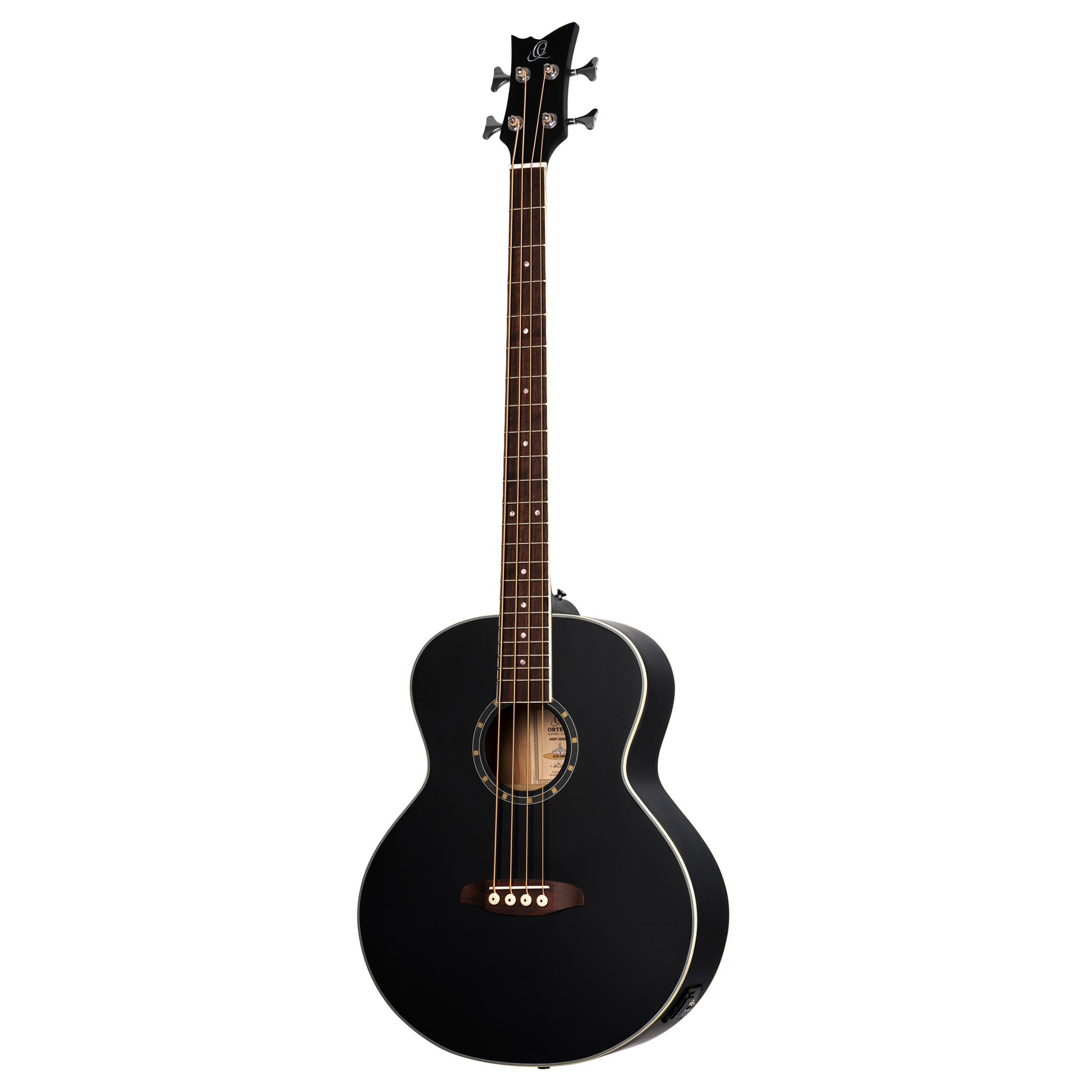 D7E-SBK-4, basse 4 cordes, EQ Ortega MagusPro/B, table épicéa, f/e acajou, manche acajou, noir satiné