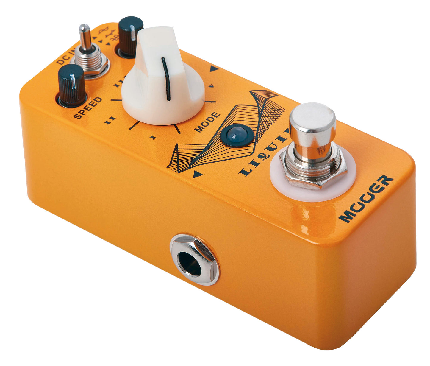 Pédale LIQUID, phaser numérique (5 types), 3 formes d'onde sélectionnables, boîtier métal, true bypass, jaune